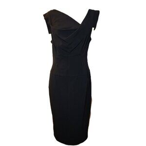Black Halo Black Jackie Sheath Gabardine Belted Dress size 2 Cocktail Party $375